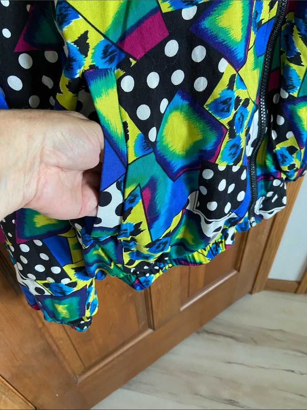 Vintage 80’s 90’s Vegas Retro Full Zip wind breaker jacket Size Large Statement - Picture 5 of 12